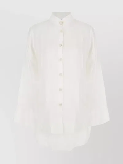 Malo High-low Hem Long Sleeves Tops In White