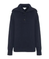 Malo Button-placket Spread-collar Sweater In Blue