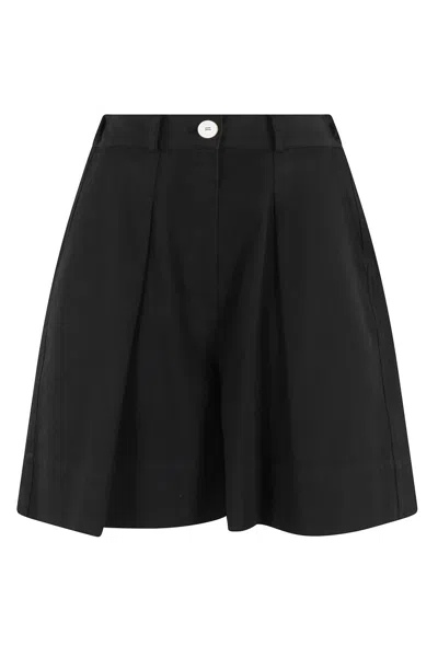 Malo High-waisted Black Bermuda Shorts In Blue