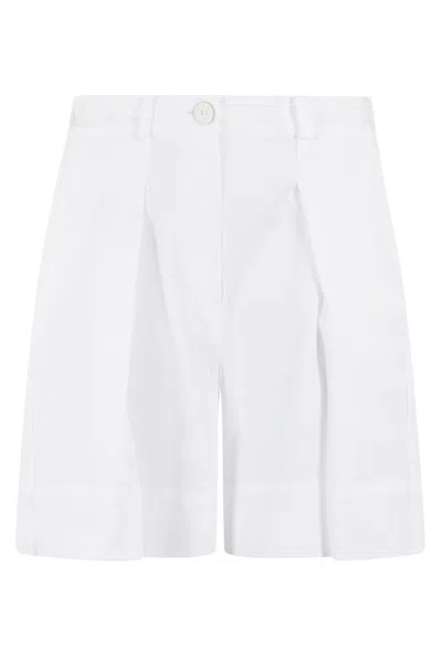 Malo High-waisted Cotton Bermuda Shorts In White