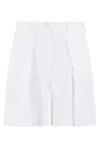 Malo High-waisted Cotton Bermuda Shorts In White