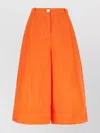Malo High-waisted Wide Leg Shorts With Button Detail In Orange