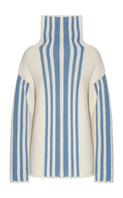 Malo High-neck Virgin Wool-cashmere Intarsia Sweater In Stripe