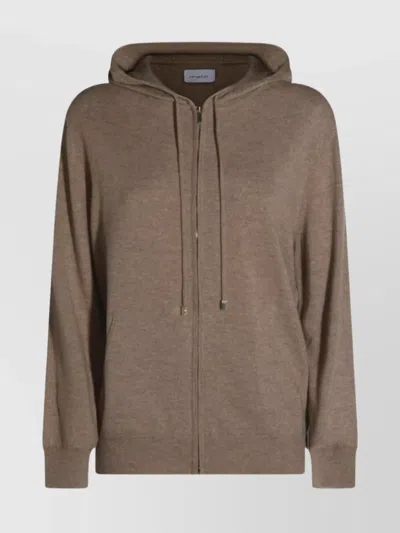 MALO HOODED CREWNECK WITH RIBBED CUFFS