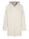 Malo Hooded Zip-up Knitwear In White