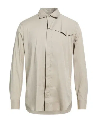 Malo I Prefer Man Shirt Khaki Size 16 Cotton, Polyamide, Elastane In Gray