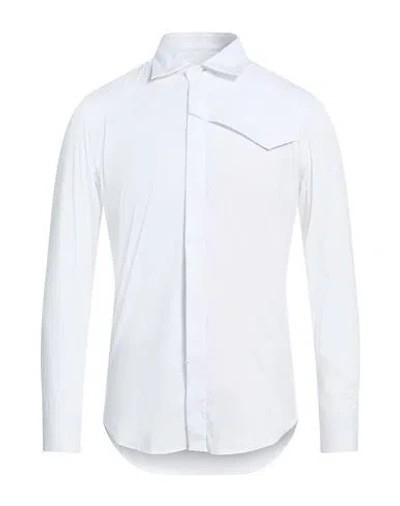 Malo I Prefer Man Shirt White Size 17 Cotton, Polyamide, Elastane