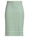 Malo I Prefer Woman Midi Skirt Light Green Size 8 Silk In Green
