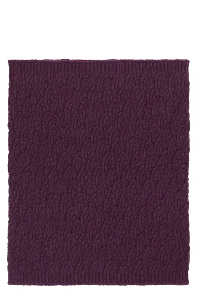 Malo Knit Collar In Red-purple Or Grape