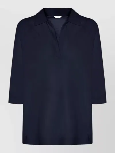 Malo Knit Dress Polo Style Three Quarter Sleeves In Black