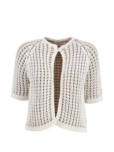 Pre-owned Malo Knitted Cardigan In White