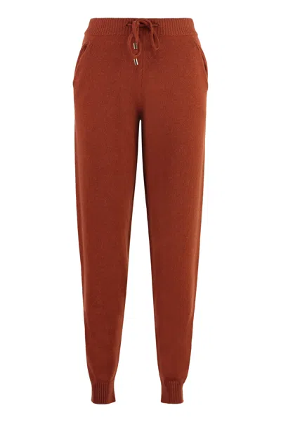 Malo Knitted Cashmere Track-pants In Copper