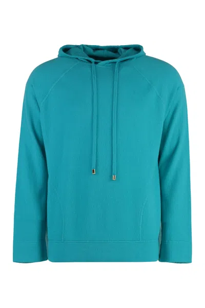 Malo Knitted Hoodie In Turquoise
