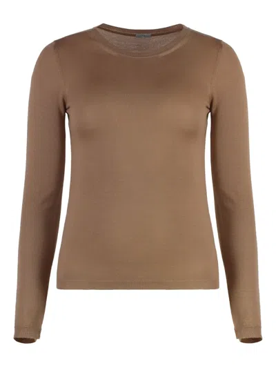 Malo Knitted Jumper In Brown
