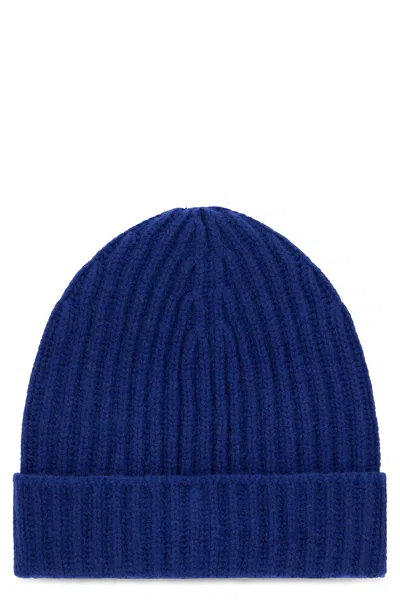 Malo Knitted Ribbed Hat In Dark Blue.