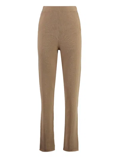 Malo Knitted Trousers In Camel