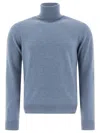 Malo Ribbed Turtleneck Sweater Long Sleeves In Blue