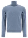 Malo Ribbed Turtleneck Sweater Long Sleeves In Blue