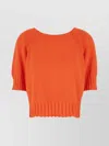 Malo Knitwear Raglan Sleeves Cuffs Ribbed Hem In Orange