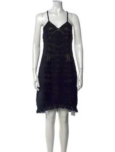 Pre-owned Malo Lace Pattern Mini Dress W/ Tags In Black