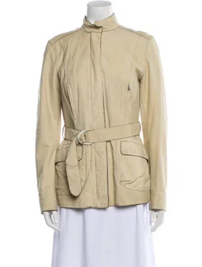 Pre-owned Malo Leather Utility Jacket In Neutral