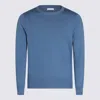 Malo Ribbed Crewneck Sweater Long Sleeves In Avion Blue