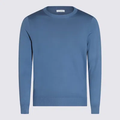 Malo Ribbed Crewneck Sweater Long Sleeves In Avion Blue