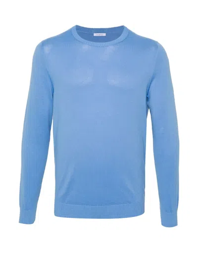 Malo Light Blue Crew-neck Sweater In Cotton