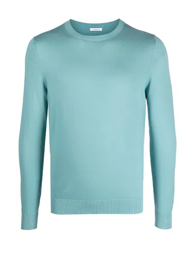 Malo Light Blue Crew-neck Sweater In Cotton
