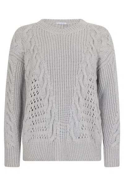 Malo Light Gray Sweater With A Round Neck And Long Sleeves, Perfect For A Comfortable And Casual Look.