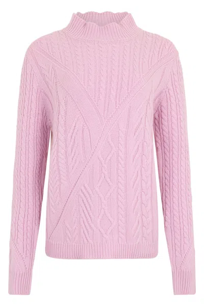 Malo Light Pink Sweater With A Semi-high Collar And An Elegant Design.