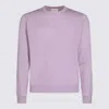 Malo Soft Textured Long Sleeve Crew Neck Sweater In Purple
