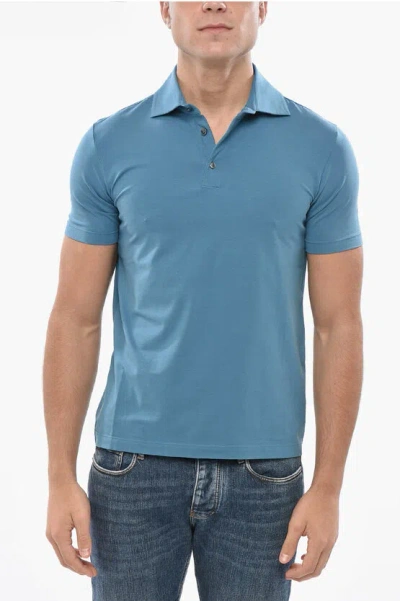 Malo Lightweight Cotton 3 Buttons Polo In Blue