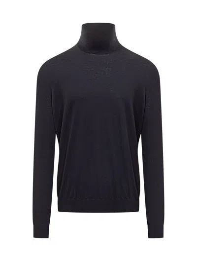 Malo Lightweight Wool Long Sleeve Turtleneck Sweater In Blu Diesel