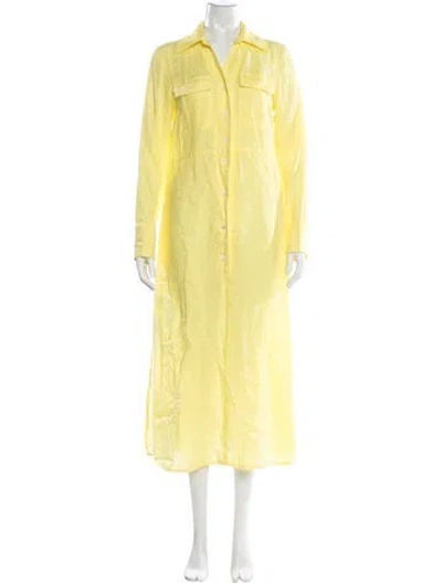 Pre-owned Malo Linen Long Dress In Yellow