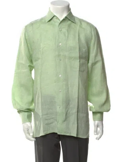 Pre-owned Malo Linen Long Sleeve Shirt In Green