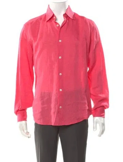 Pre-owned Malo Linen Long Sleeve Shirt In Pink
