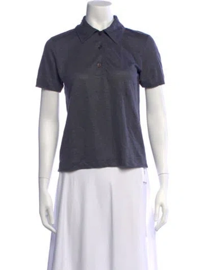 Pre-owned Malo Linen Short Sleeve Polo In Blue