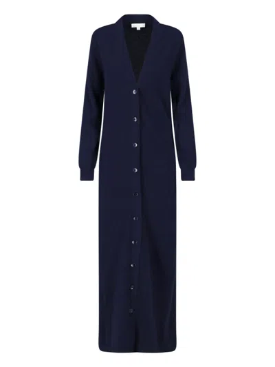 Malo Long Button-front Cashmere Cardigan In Blue