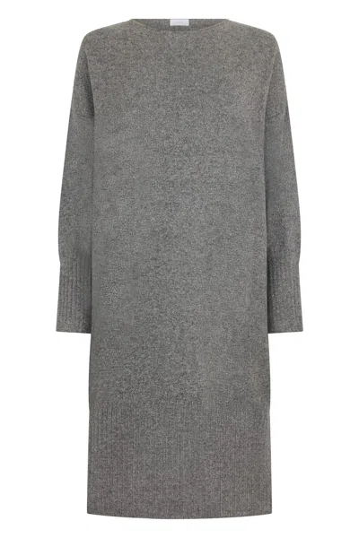 Malo Long Gray Dress With Boat Neck In Multi
