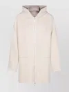 Malo Long Knitwear Crewneck With Hood And Pockets In Brown