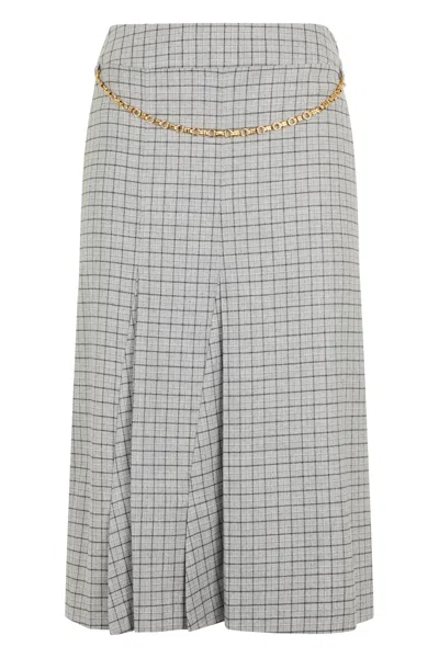 Malo Long Pleated Skirt With Elegant Print. In Gray