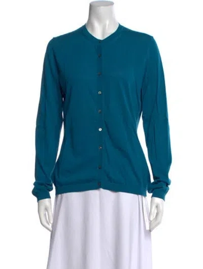 Pre-owned Malo Long Sleeve Button-up Top In Blue