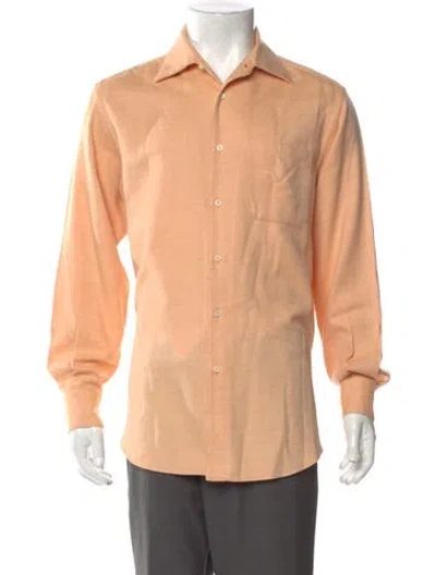 Pre-owned Malo Long Sleeve Dress Shirt In Orange
