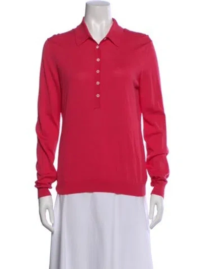 Pre-owned Malo Long Sleeve Polo In Pink