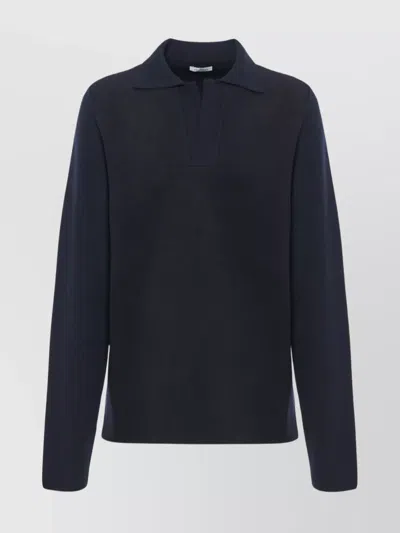 Malo Long-sleeve Polo-collar Sweater In Blue