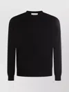 Malo Ribbed Crewneck Sweater With Long Sleeves In Black