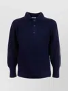 Malo Long Sleeve Ribbed Polo Sweater In Blue