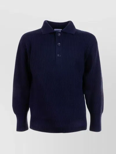 MALO LONG SLEEVE RIBBED POLO SWEATER