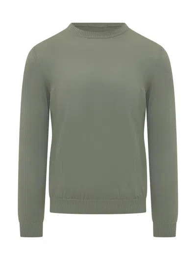 Malo Long Sleeve Sweater With Giro Neck In Mud Green